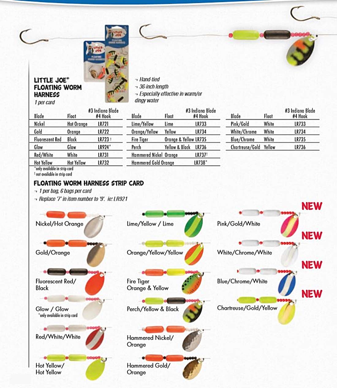 Little Joe Floating Worm Harness Spinner Rig Fishing Lure, Keeps Crawlers in The Strike Zone, 36-Inch Snell