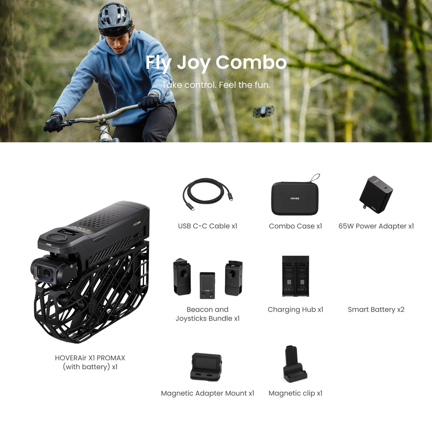 HOVERAir X1 PROMAX 8K Action Flying Camera, Foldable Drone with Camera with 42 KM/H Follow Speed, 10+ Fully Automatic Flight Modes, Fly Anywhere with OmniTerrain, SmoothCapture 2.0(Fly Joy Combo)