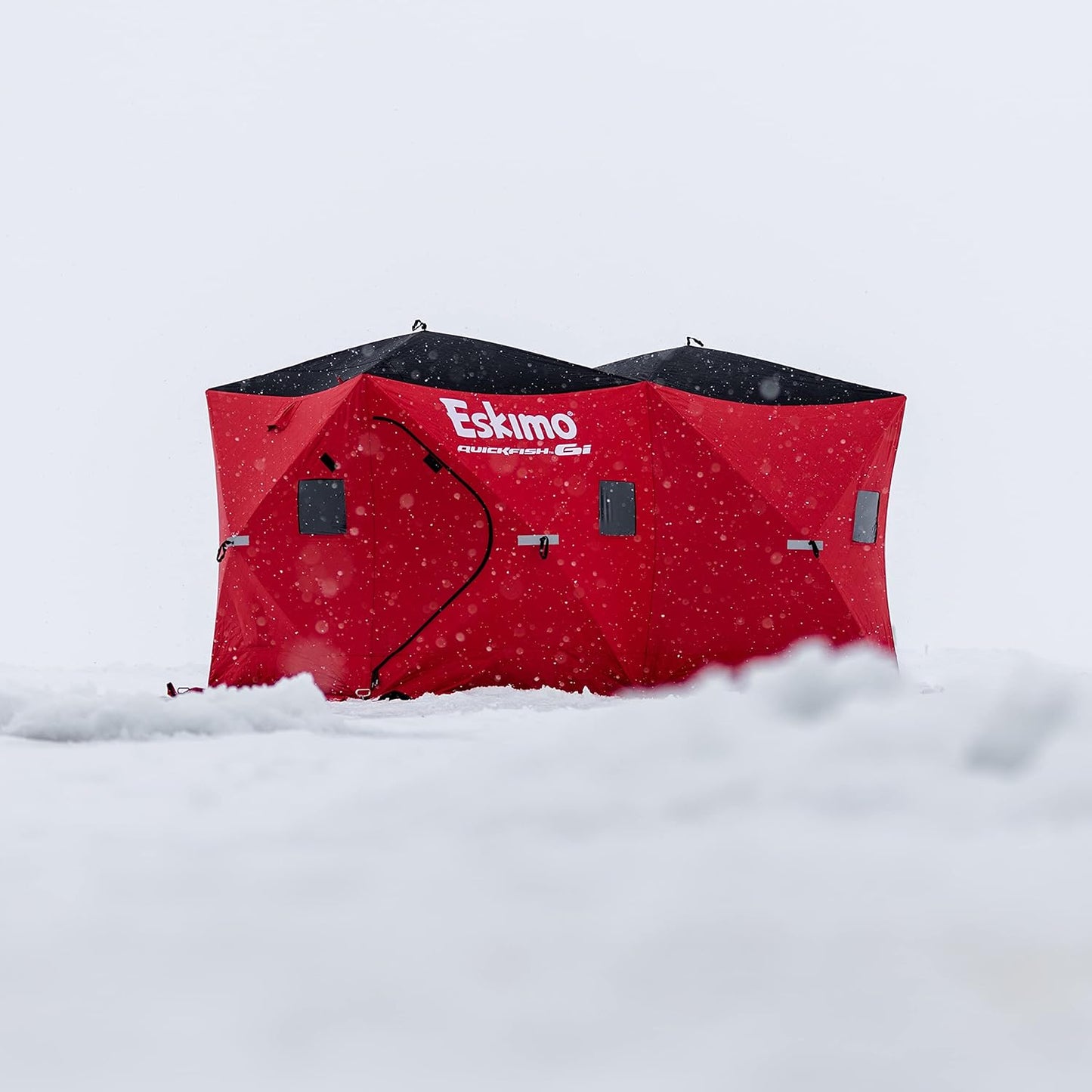 Eskimo 36150 QuickFish™ 6I Insulated Pop-Up Hub-Style Ice Fishing Shelter, 68 Square Feet of Fishable Area, 6 Person Shelter, Red/Black