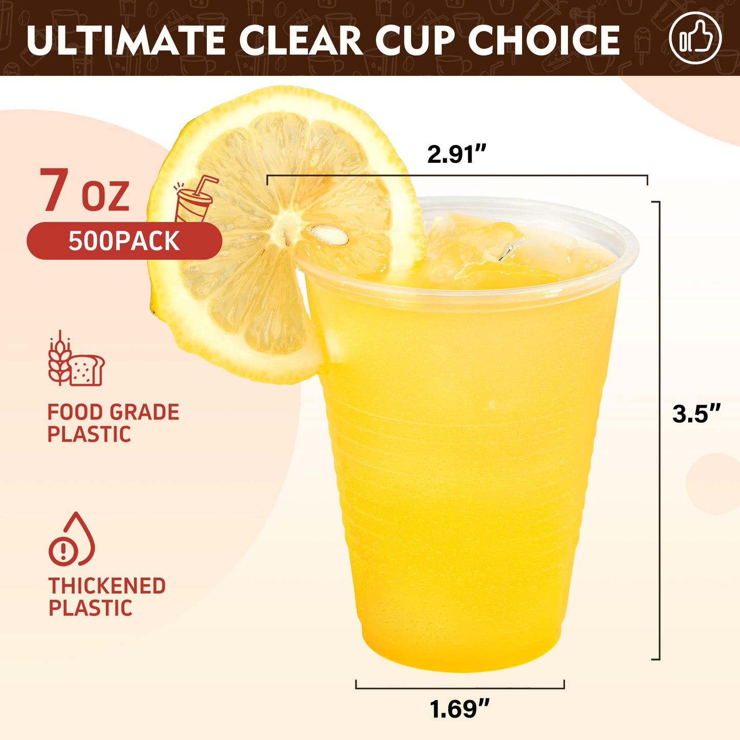 YEEHAW 9 oz Plastic Cups, 500 Pack - Clear Disposable Drinking Water Cups for Cold Beverages, Ideal for Party