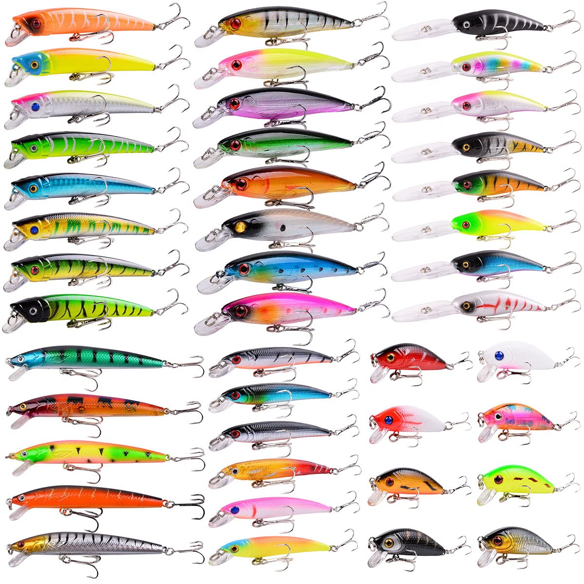 Fishing Lures Kit Mixed Including Minnow Popper Crank Baits with Hooks for Saltwater Freshwater Trout Bass Salmon Fishing