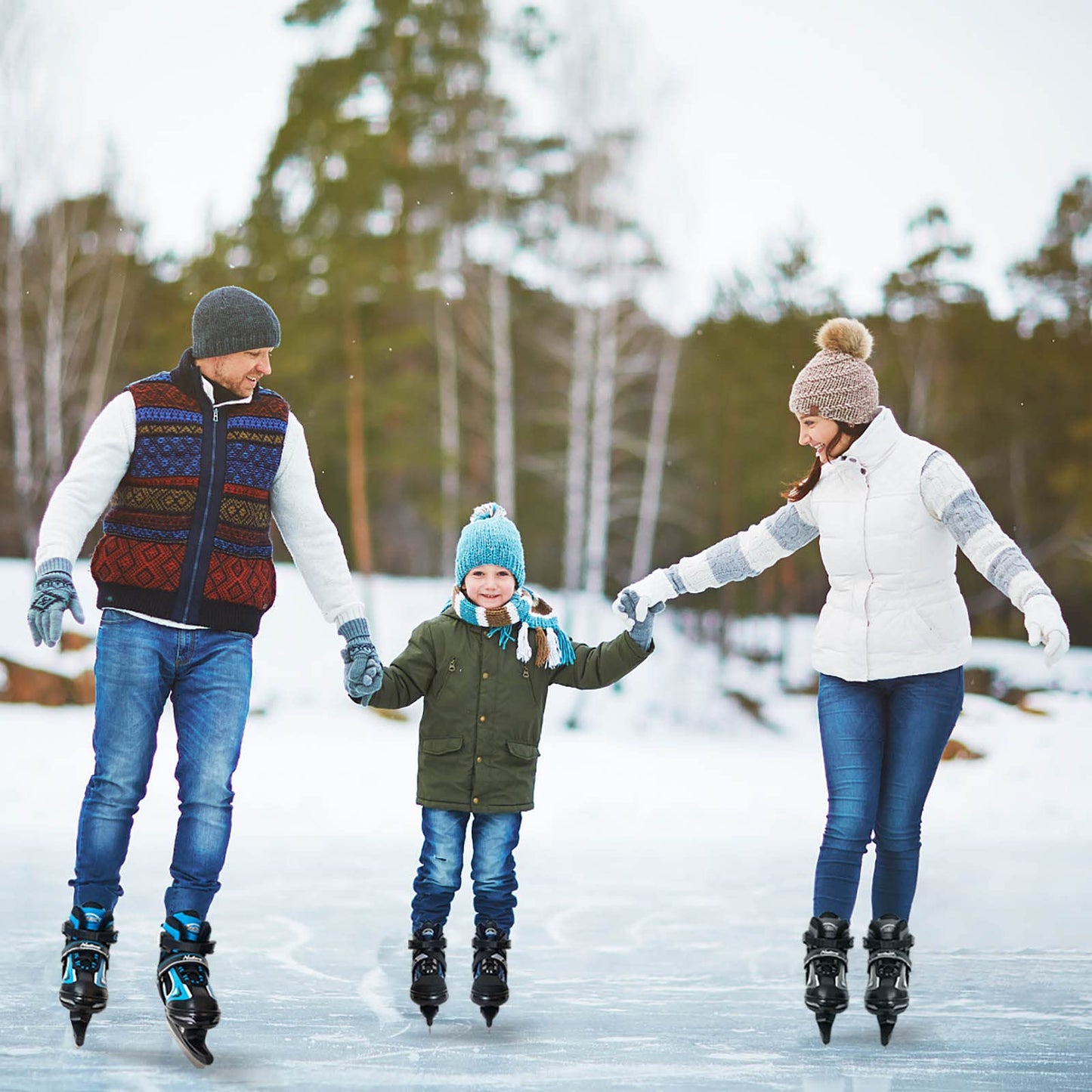 MammyGol Adjustable Ice Skates for Kids, Boys and Girls, Hockey Lace-Up Skate, Blue Ice Skating Size L for Beginner