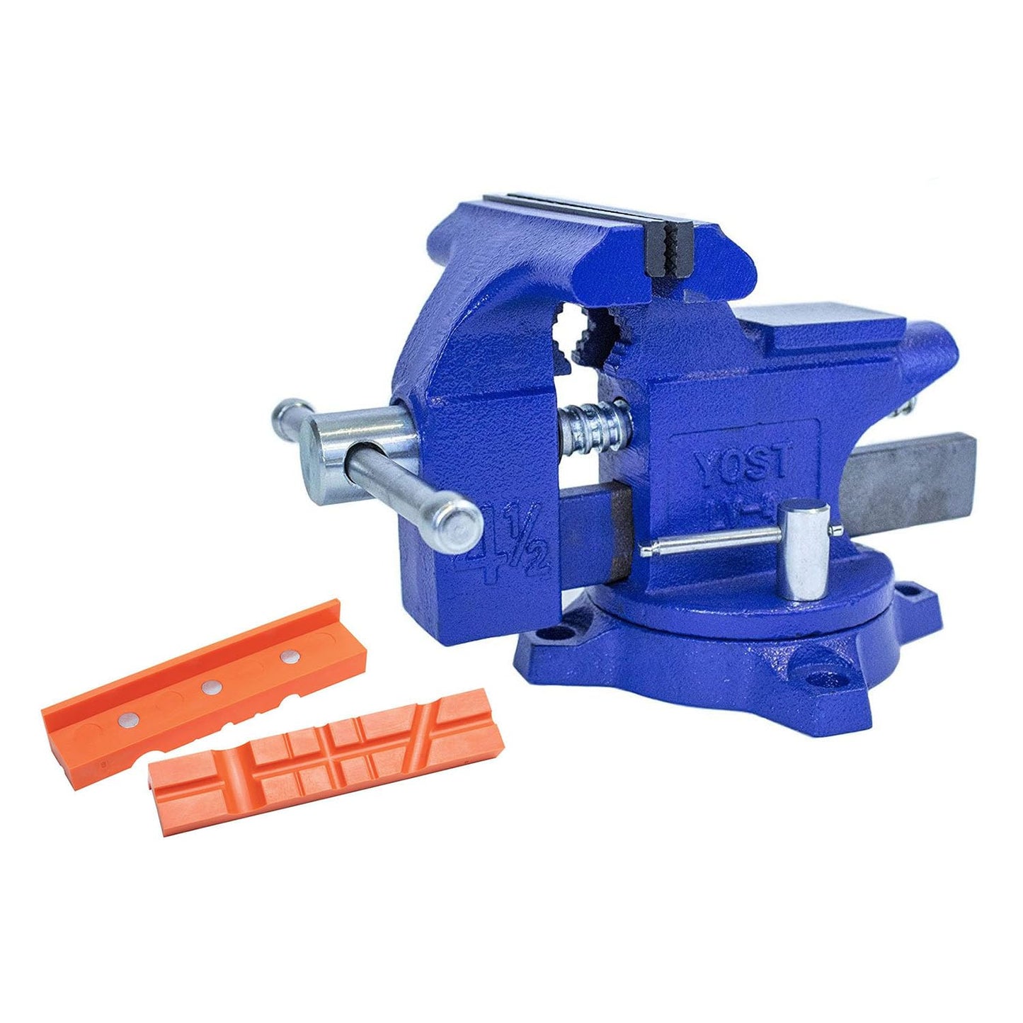 Yost HD550-C Heavy Duty 5-1/2 Inch Mechanics Work Bench Vise | Heavy Duty Woodworking & Metal Work Table with Secure Grip Swivel Base | 60,000 PSI Casting Iron Material with Extra-large Anvil Surface