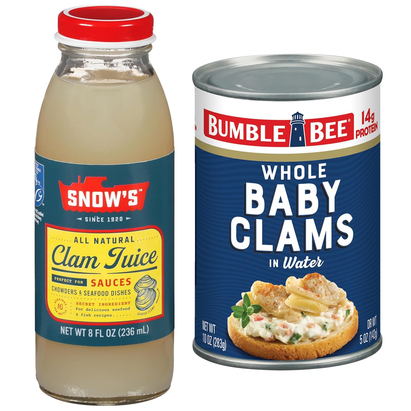 Bumble Bee Whole Baby Canned Clams, 10 oz Can (Pack of 12) - Ready to Eat - 13g Protein per Serving - Gluten Free