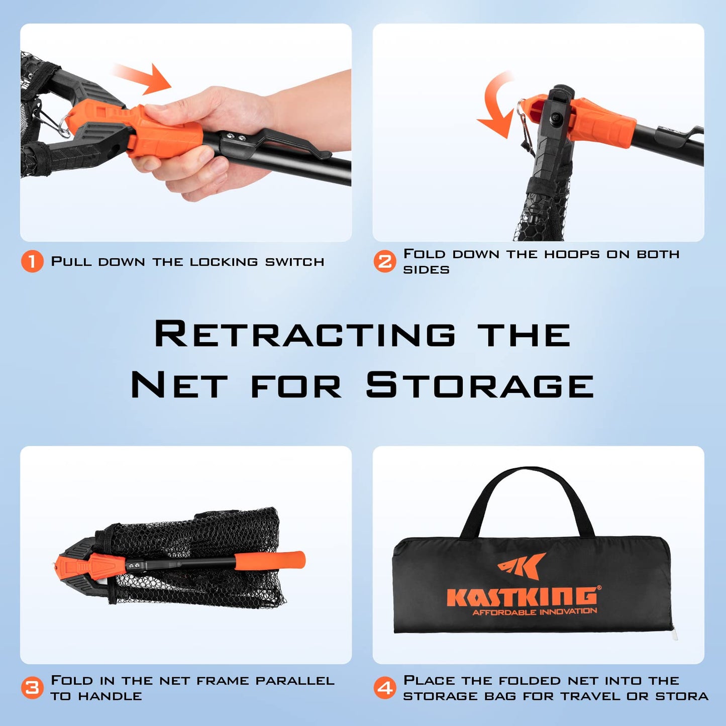 KastKing Pontus Fishing Net, Foldable & Lightweight Landing Net with Built in Length Scale, Strength Aluminum Handle, Fishing Gear and Gift for Men