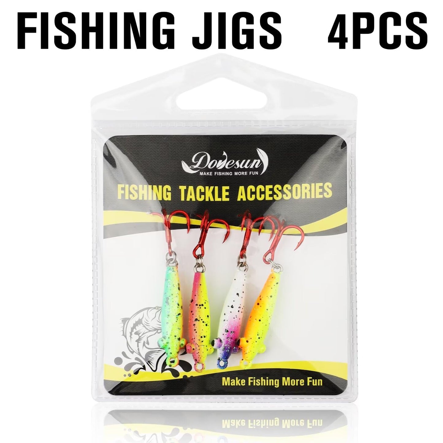 Dovesun Ice Fishing Jigs Ice Fishing Lures Kit Rattling Glow Ice Fishing Spoons for Bass Crappie Panfish Mens Fishing Gifts 15PCS/4PCS/3PCS