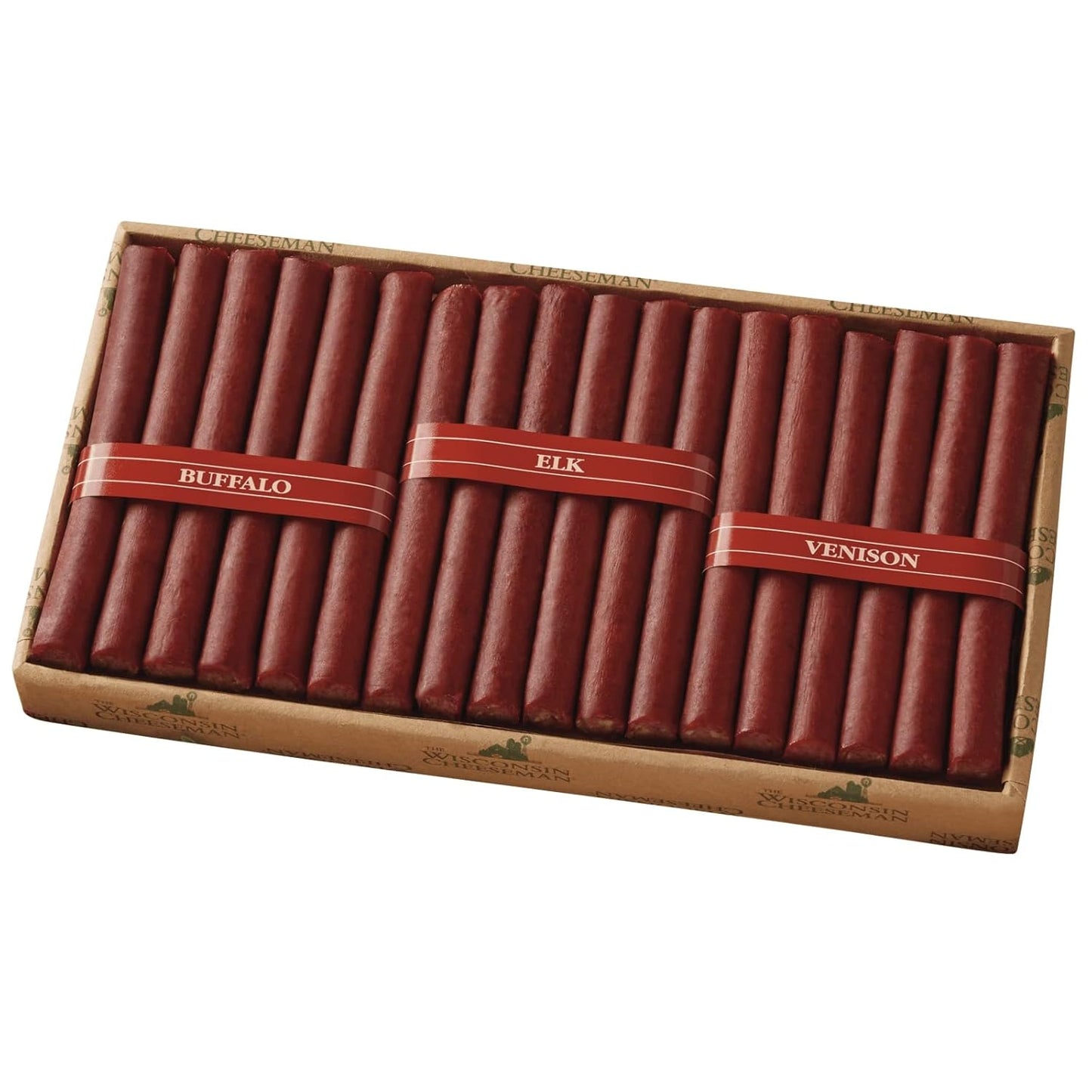 The Wisconsin Cheeseman Wild Game Sticks - Assorted Elk, Savory Buffalo, and Venison Meat, Pork and Beef Blend, Perfect Premium Gift for Holiday Season
