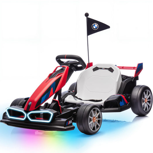 Wanan 36V Electric Go Kart with Adjustable Seat, Licensed BMW Drift Kart with Dual 2 x 300W Motors, Crazy Go Cart for Kids Ages 6-12, Cool LED Lights, Drift Mode and 2 Speeds (Red)