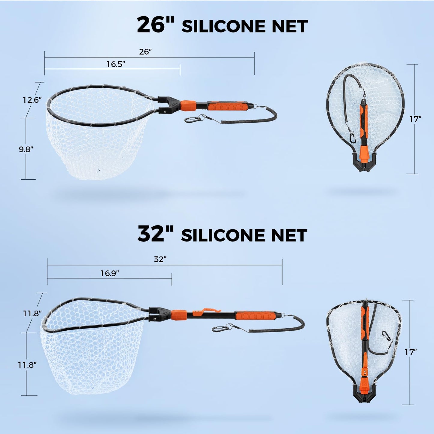 KastKing Titanet Fishing Net, Durable Aluminum Handle, Non-Slip Hi-vis Grip, Compact Storage Bag & Lanyard, Ideal for Kayak & Wading Fishing, Two Net Options