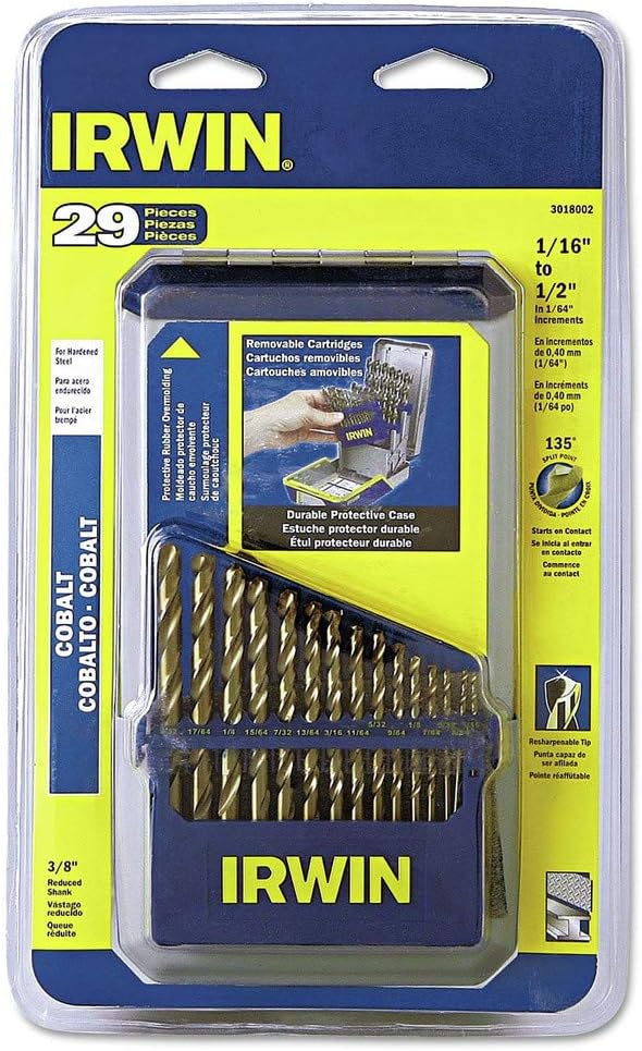 IRWIN Drill Bit Set, M35 Cobalt Alloy Steel Steel, 29-Piece (3018002)