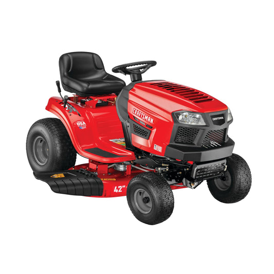 CRAFTSMAN 42" Gas Riding Lawn Mower with 17.5 HP* Briggs and Stratton Single-Cylinder Engine, Gas Lawn Tractor with 7-Speed Transmission, Red/Black (13AN77XSA93)