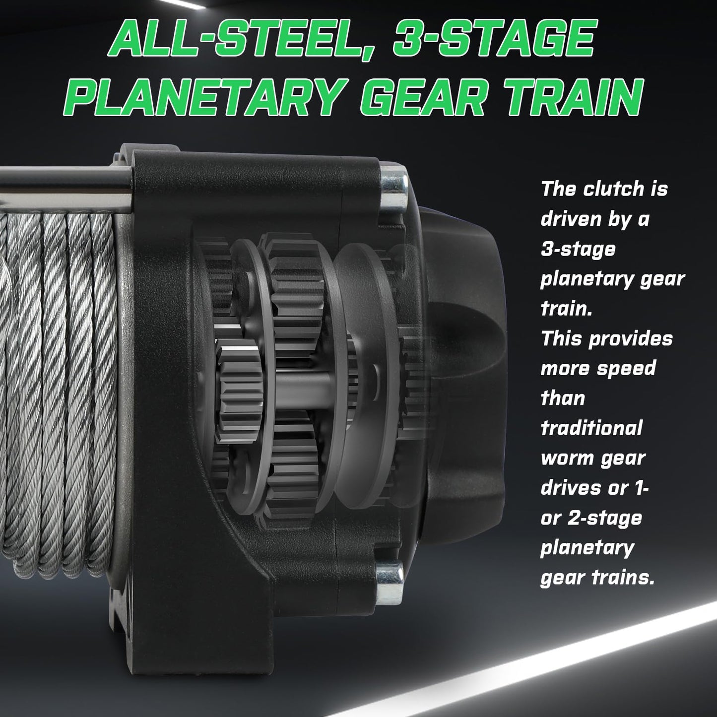 3500lbs ATV/UTV Winch with Synthetic Rope, Electric Boat Trailer Winch 12V, Waterproof Winch with 2 Wireless Remotes &Wired Switch,with Mounting Plate,Pulley,Rope Damper,Aluminium Fairlead