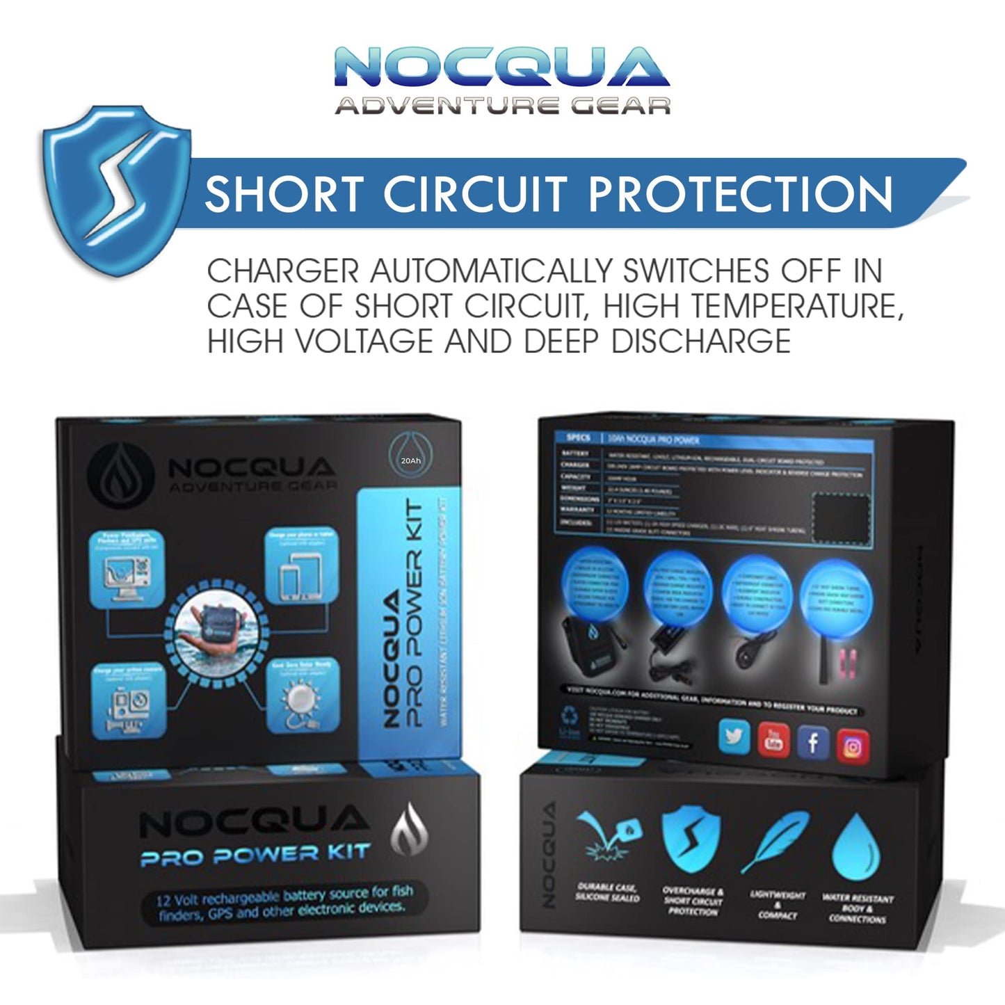 Pro Power Water-Resistant Battery & Charger Kit - Compatible with GPS, Depth & Fish Finders, & Most 12 Volt Electronics