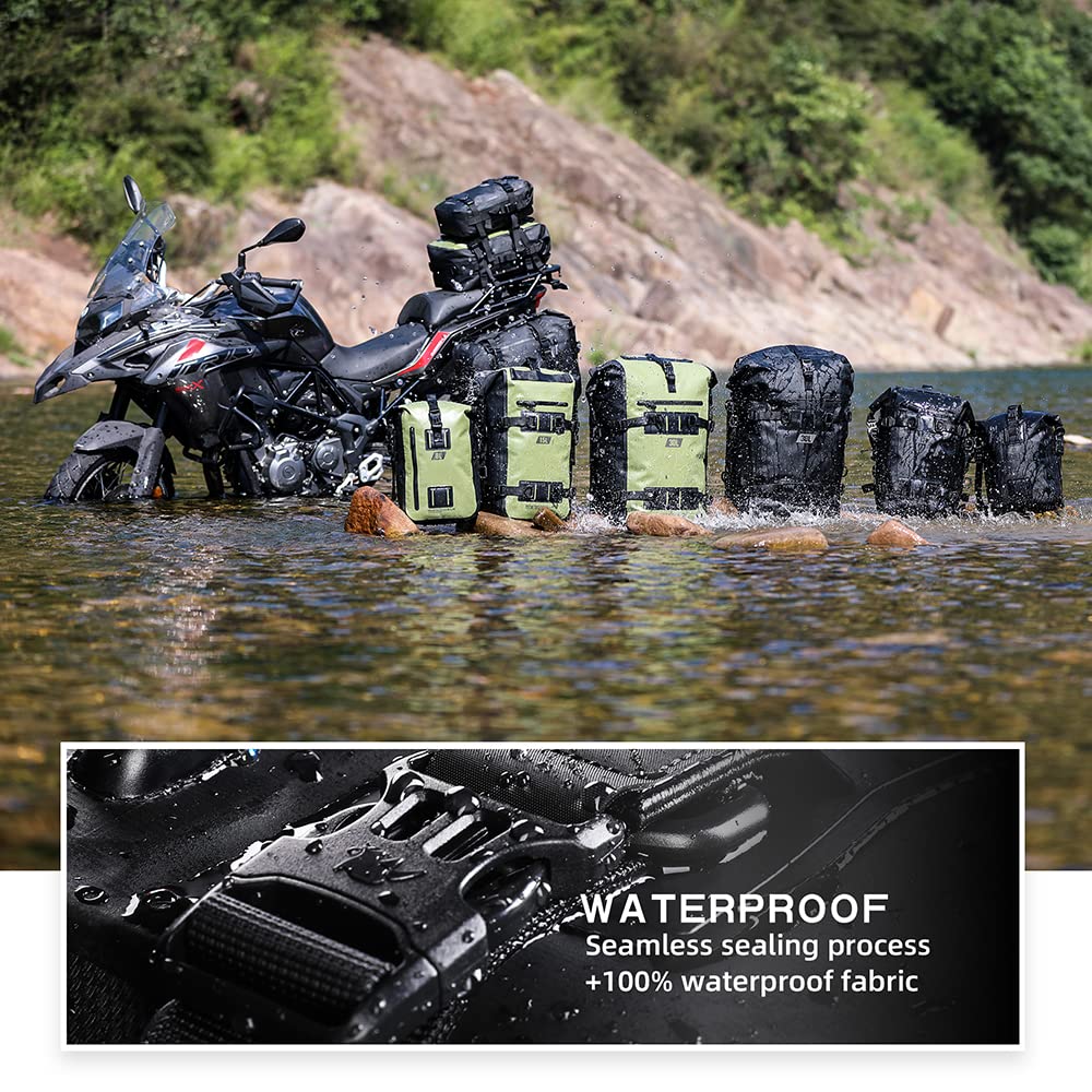 Rhinowalk Motorcycle Tail Bag Motorbike Side Bag 8L Full Waterproof Motor Saddle Pannier Bag Rear Rack Trunk Professional Motor Accessories-Black