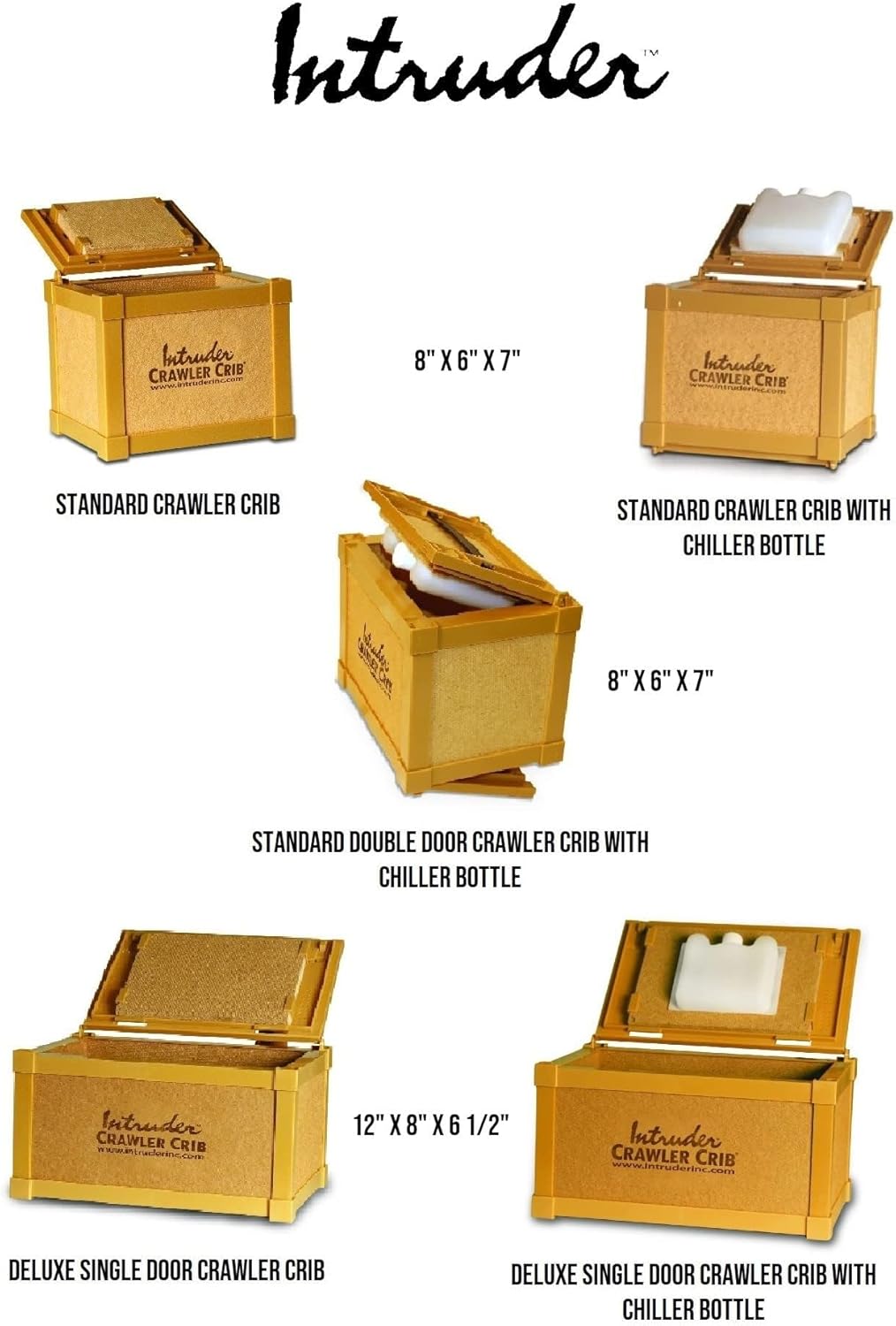 Intruder CrawlerCrib Nightcrawler Worm Bait Box, Keeps Bait Fresh, Packed with Good N' Lively Worm Bedding, Small Medium Large Deluxe (Large Single Door w/Chiller)