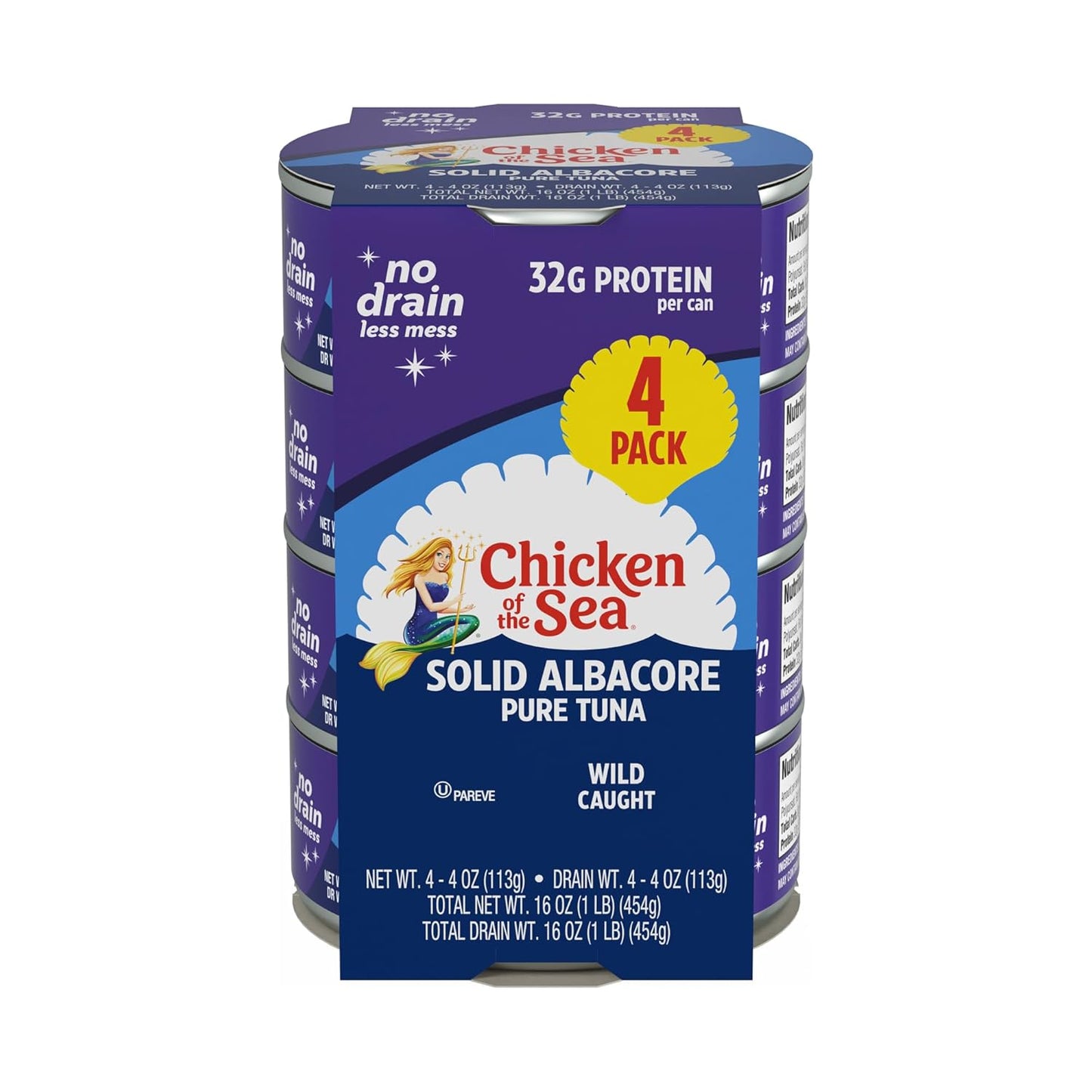 Chicken of the Sea Chunk White Albacore Tuna in Water, Wild Caught Canned Tuna, 12 oz. Can (Pack of 12)