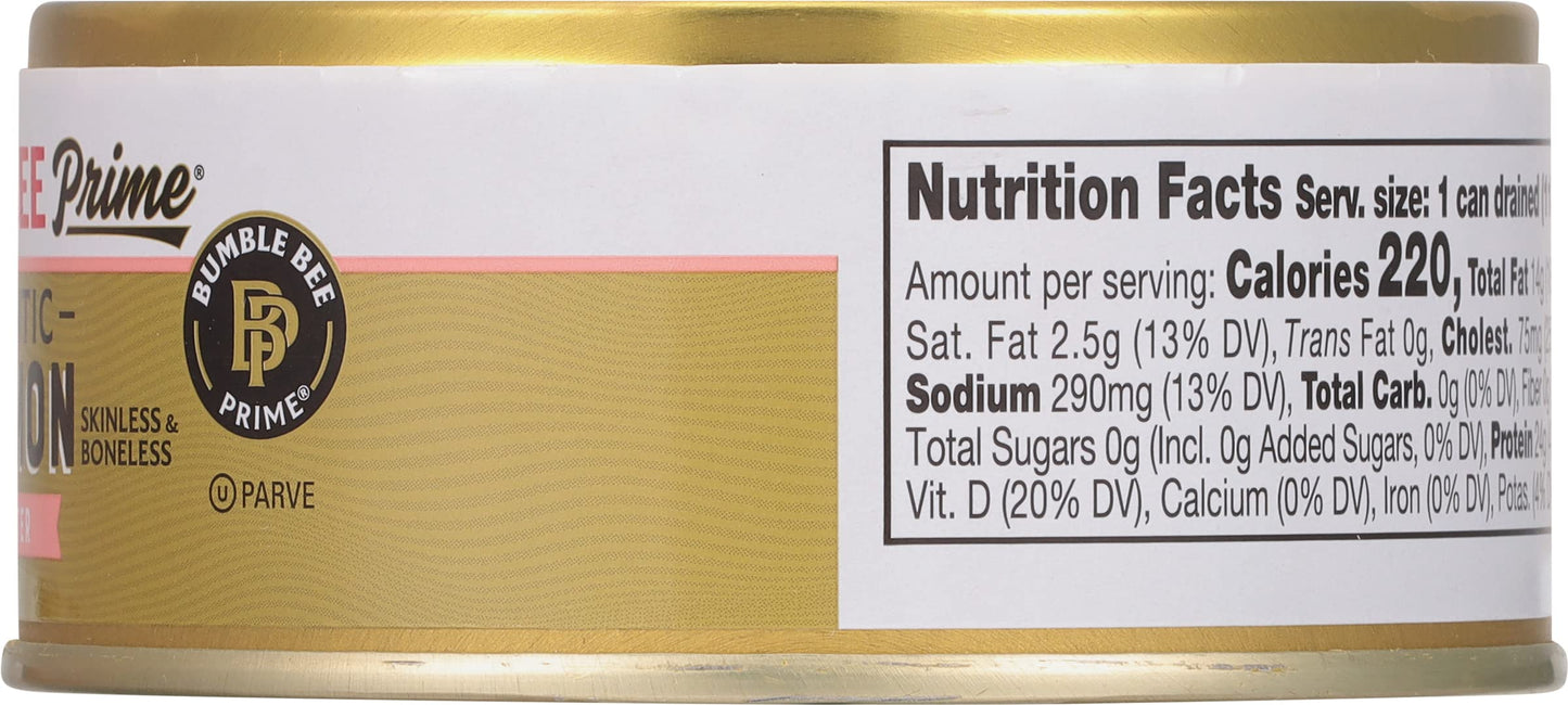 Bumble Bee Prime Atlantic Salmon, 5 oz Can - Premium Salmon - 24g Protein per Serving - Gluten Free & Kosher