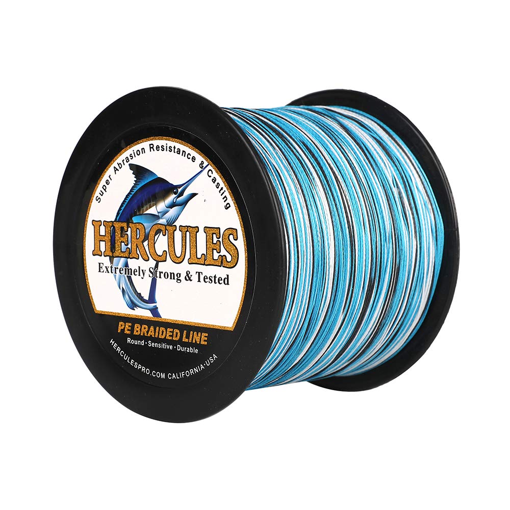 HERCULES Cost-Effective Super Cast 8 Strands Braided Fishing Line 10LB to 300LB Test for Salt-Water,109/328/547/1094 Yards(100M/300M/500M/1000M),Diam.#0.12MM-1.2MM,Hi-Grade Performance,Variety Colors