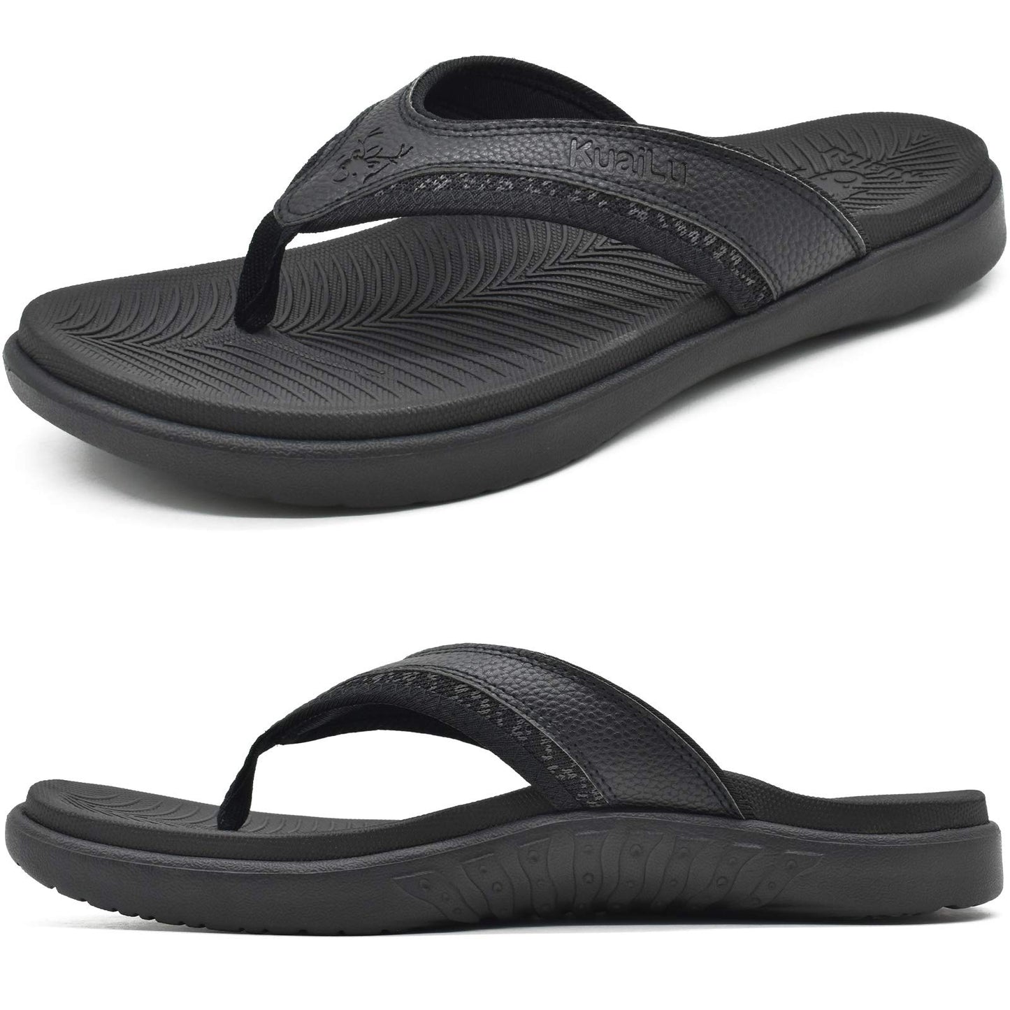 KuaiLu Mens Sport Flip Flops Comfort Orthotic Thong Sandals with Plantar Fasciitis Arch Support Outdoor Summer Beach Size 7~15