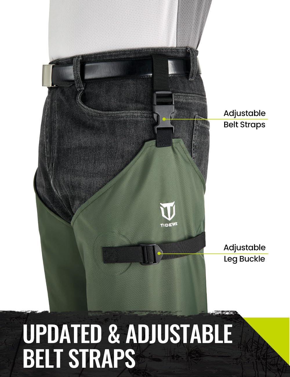 TIDEWE Hip Wader, Lightweight Hip Boot for Men and Women, 2-Ply PVC/Nylon Fishing Hip Wader Green Size 8