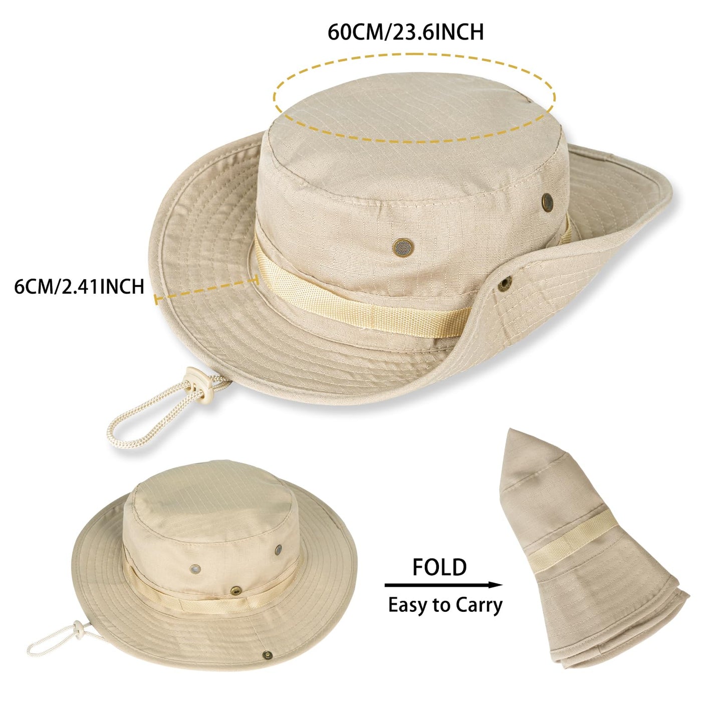 Sun Hats for Men Women Boonie Hat UPF 50+ Bucket Hat Wide Brim UV Protection Fishing Hiking Safari Outdoor Hats