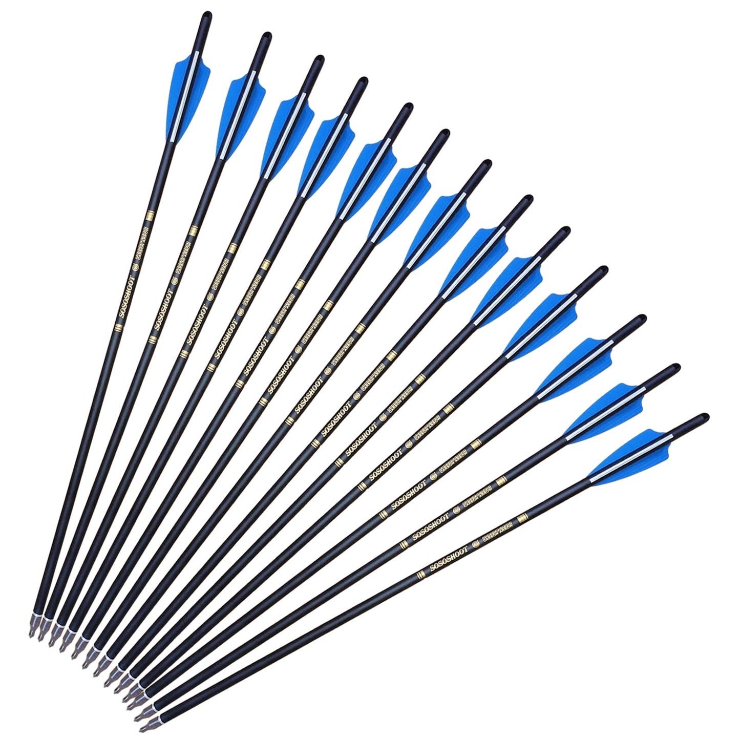Crossbow Bolts 20 Inch Carbon Arrows 8.8mm Shaft Half Moon Nocks with Replaceable Screw-in Broadhead for Crossbow Hunting Target Practice Outdoor Gift, 12Pcs