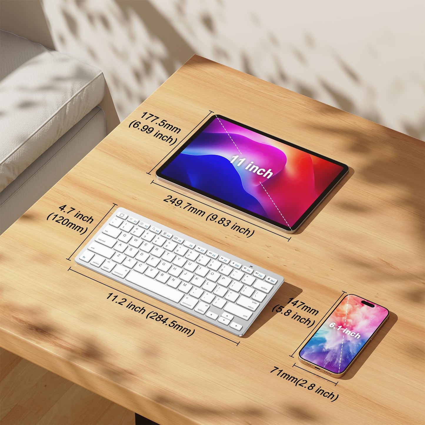 OMOTON Bluetooth Keyboard Compatible with iPad 10th Generation, iPad 10.2 (9th/8th/7th), iPad Pro 13/12.9/11 inch, iPad Air/Mini and More Bluetooth Enabled Devices, White