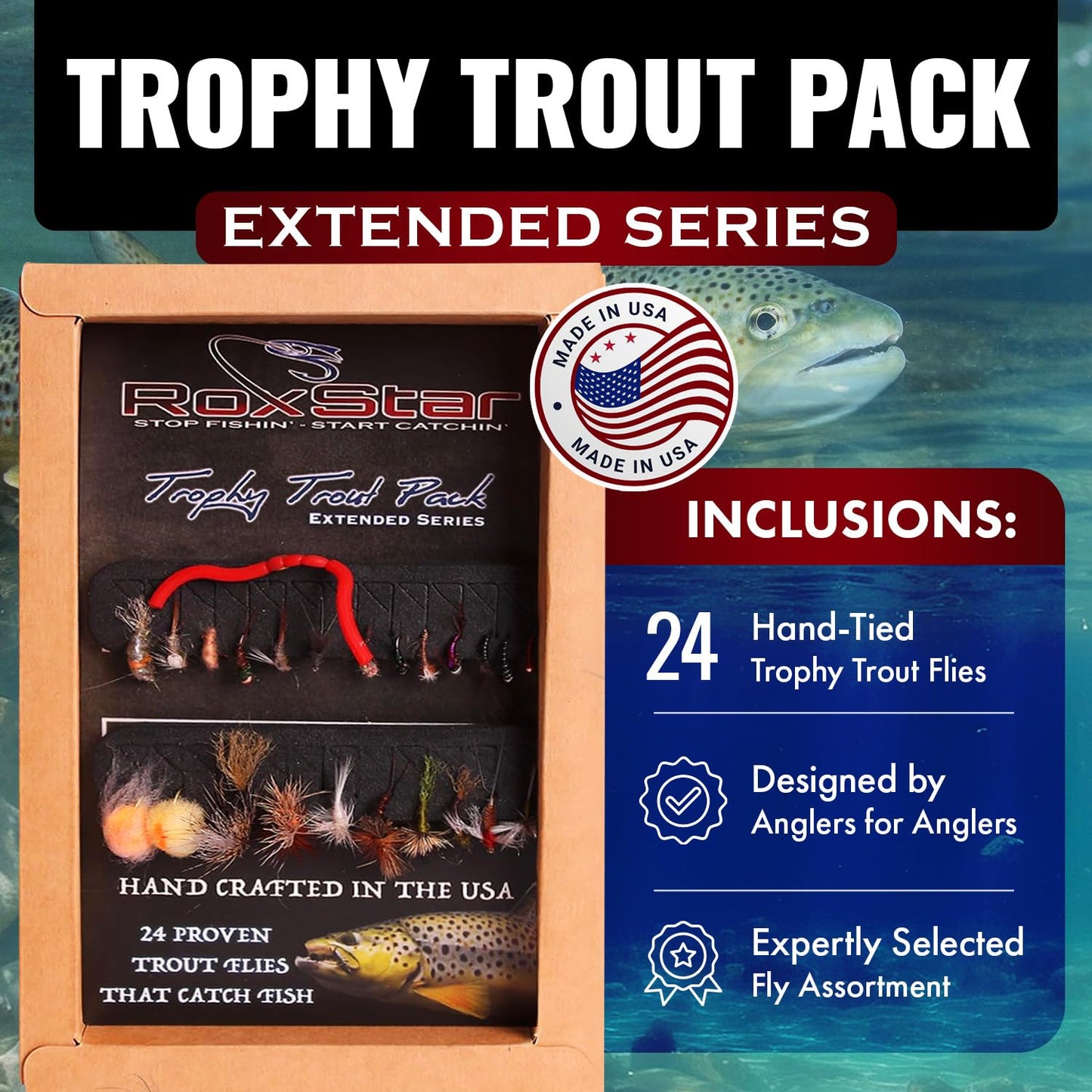 RoxStar Fishing Fly Shop | Trophy Trout Fly Assortment | Wet & Dry Trout Flies | Gift Box Included. | Proudly Made in The USA…