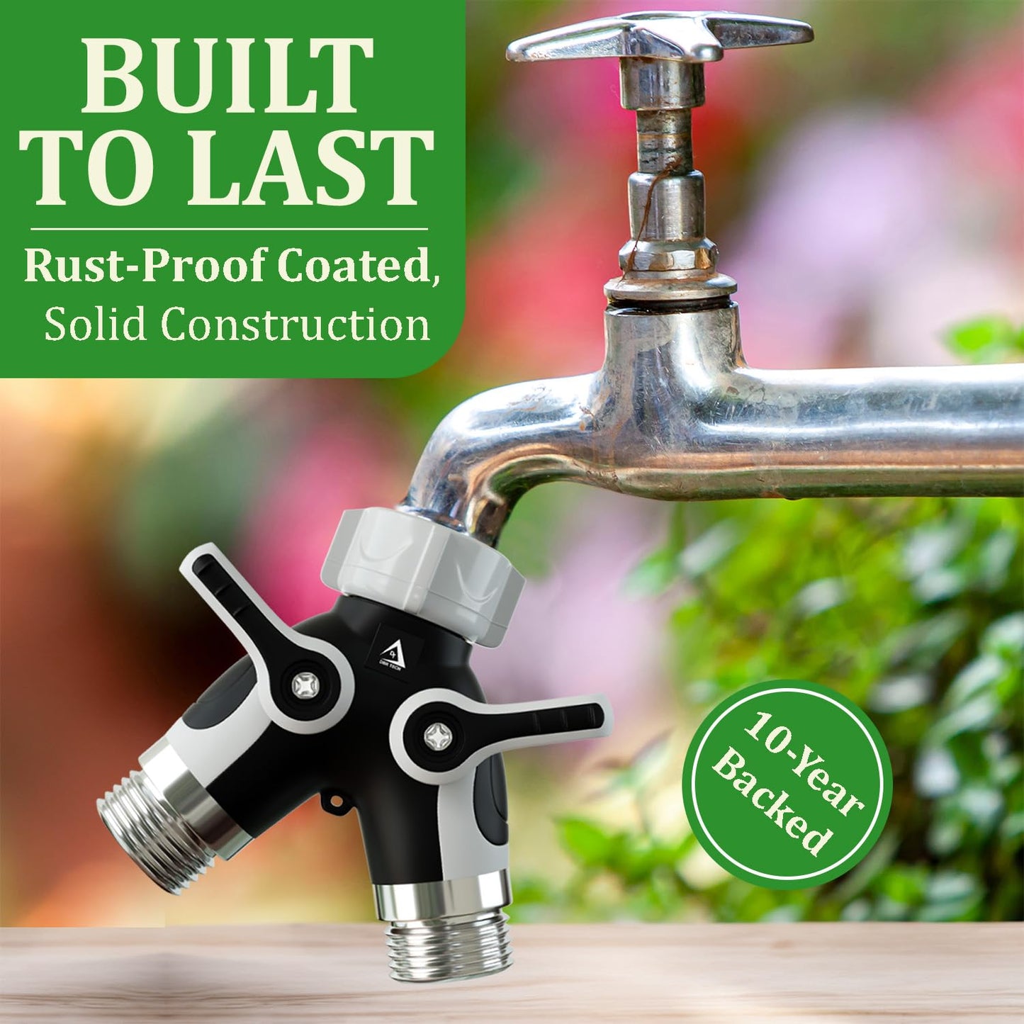 Hose Splitter 2 Way, Heavy Duty Metal Connector, Two Way Garden Hose Splitter, High Flow Spigot Faucet Bib Adapter, Solid Double Y Shut Off Valve for Outdoor Gardening Hoses, Orange