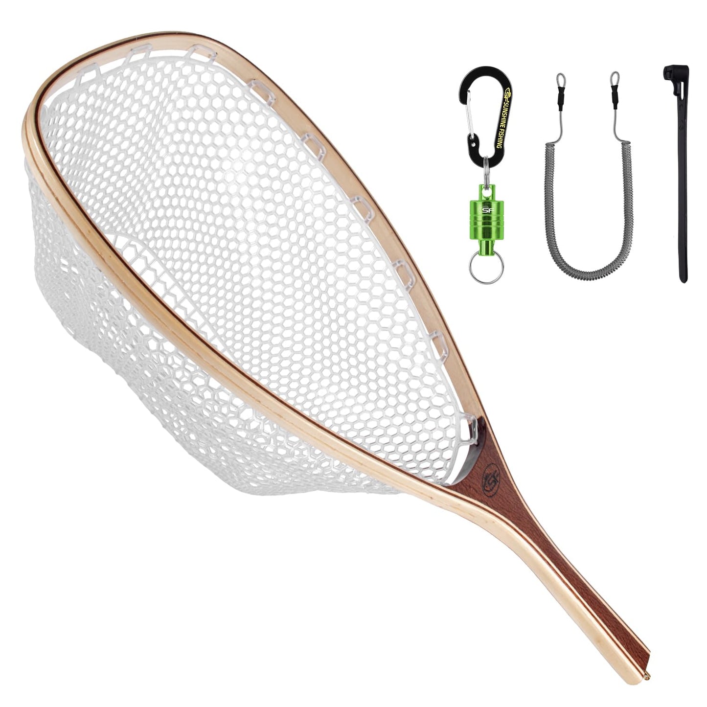 SF Fly Fishing Landing Net Soft Rubber Mesh Trout Net Catch and Release Net
