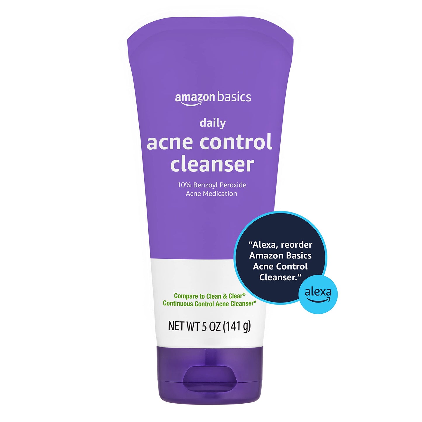 Amazon Basics Acne Treatment Face Wash - Daily Control Cleanser, Maximum Strength 10% Benzoyl Peroxide for Stubborn Breakouts, 5 Ounce