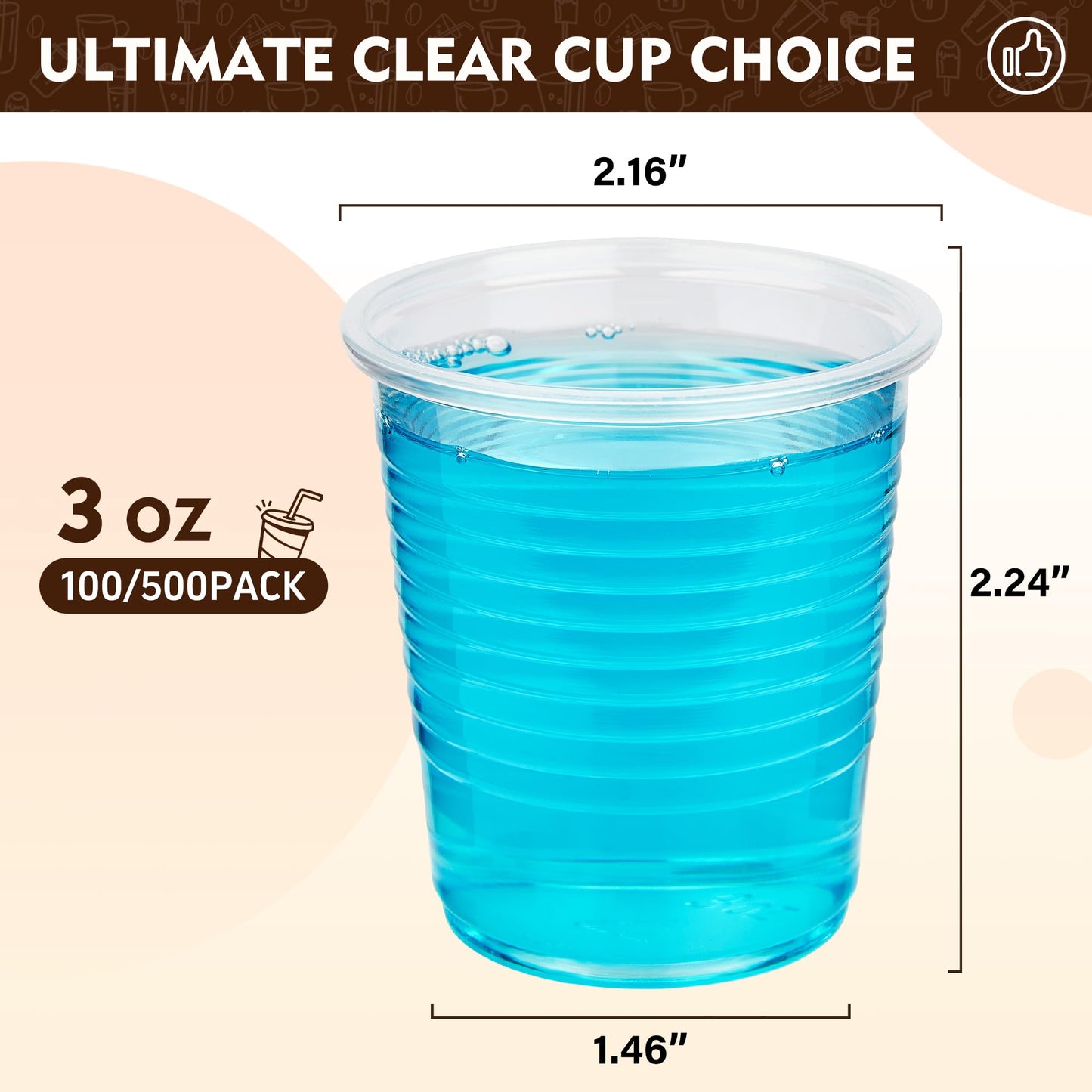 YEEHAW 9 oz Plastic Cups, 500 Pack - Clear Disposable Drinking Water Cups for Cold Beverages, Ideal for Party
