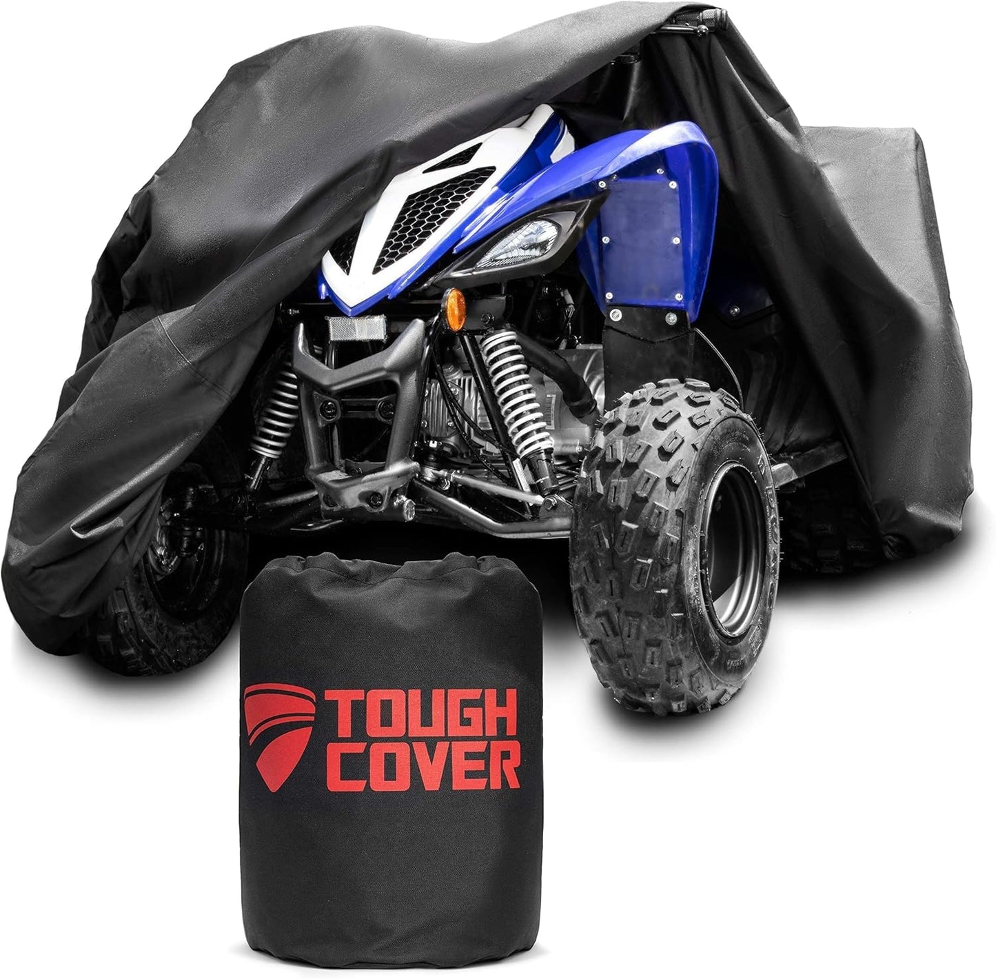Tough Cover ATV Heavy Duty 600D Marine Grade Fabric (Black) - Quad Cover for Kawasaki, Honda, Polaris, Yamaha - Waterproof Protection Against Water, Wind, UV - ATV Waterproof Shield