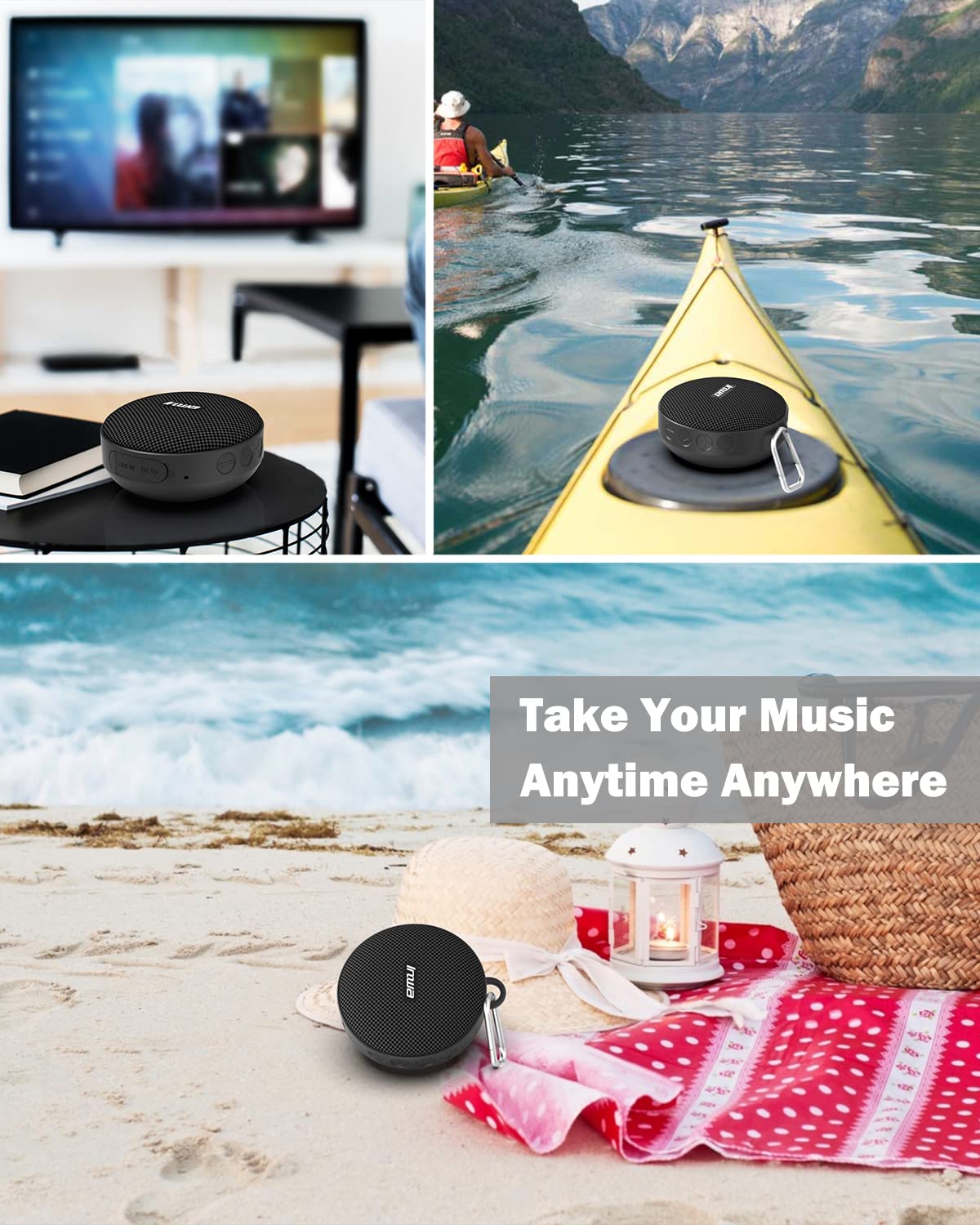 Inwa Portable Bluetooth Speaker, Bike Speakers with Speed Display, Wireless Speaker with 480 Mins Super Long of Playtime. Decent Sound, Compact Size and Loudness for Riding, Hiking, Showering, Golfing