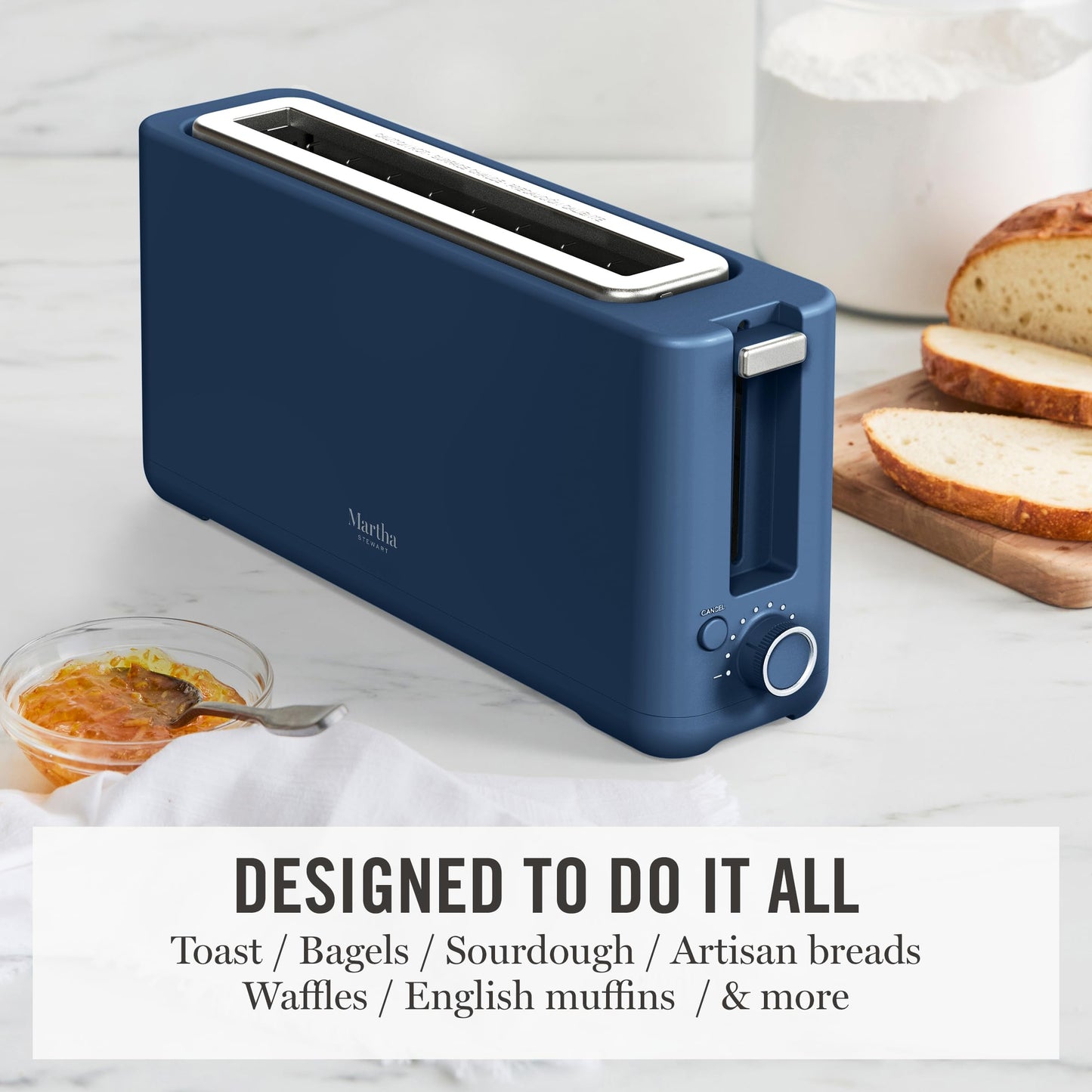 Martha Stewart 2 Slice Long Slot Toaster, Extra Wide for Sourdough & Bagels, 10 Setting Shade Control, Removable Crumb Tray, Self-Centering Design, Defrost/Reheat, Cancel, Slim Space-Saving, Honeydew