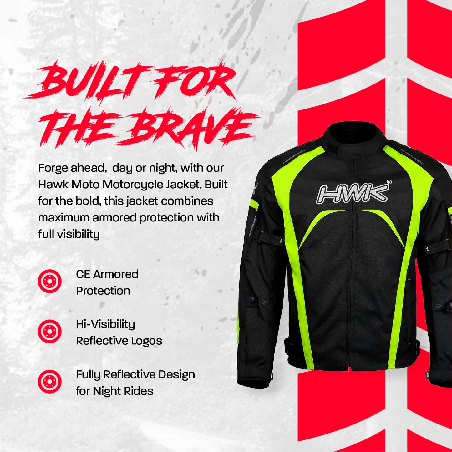 HWK Motorcycle Jacket Men's Riding Textile Racing Motorbike Hi-Vis Biker CE Armored Water Resistant Jackets