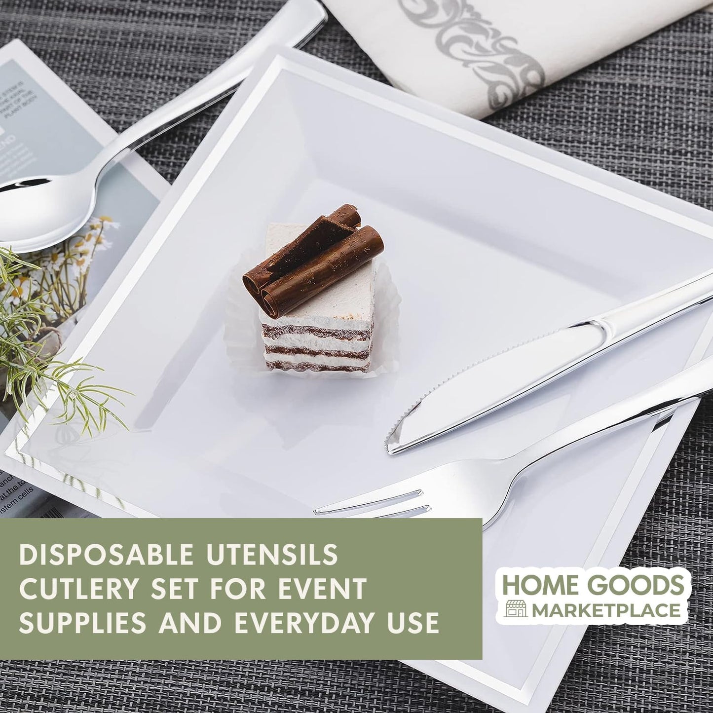 [120 Count] Silver Plastic Spoons – Heavy Duty Disposable Cutlery for Parties, Weddings, Catering – Elegant Metallic Finish, BPA-Free, Recyclable Utensils