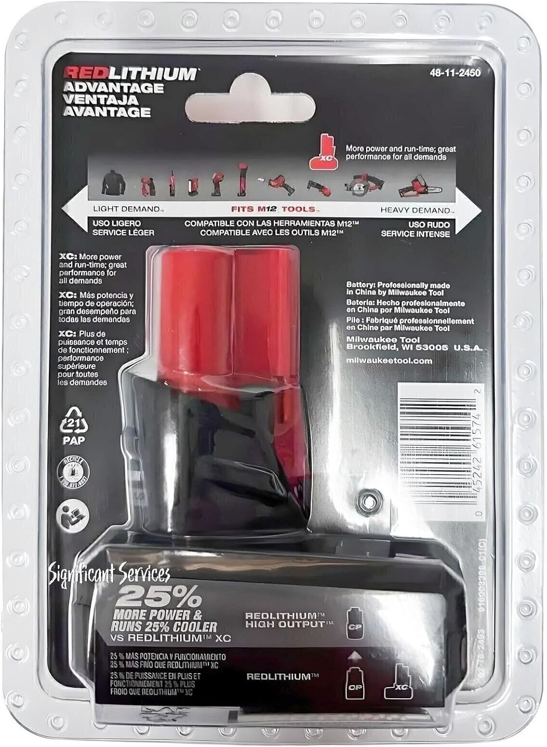 Milwaukee 48-11-2450 12V Lithium-Ion High Output 5Ah Battery Pack (G0803029)