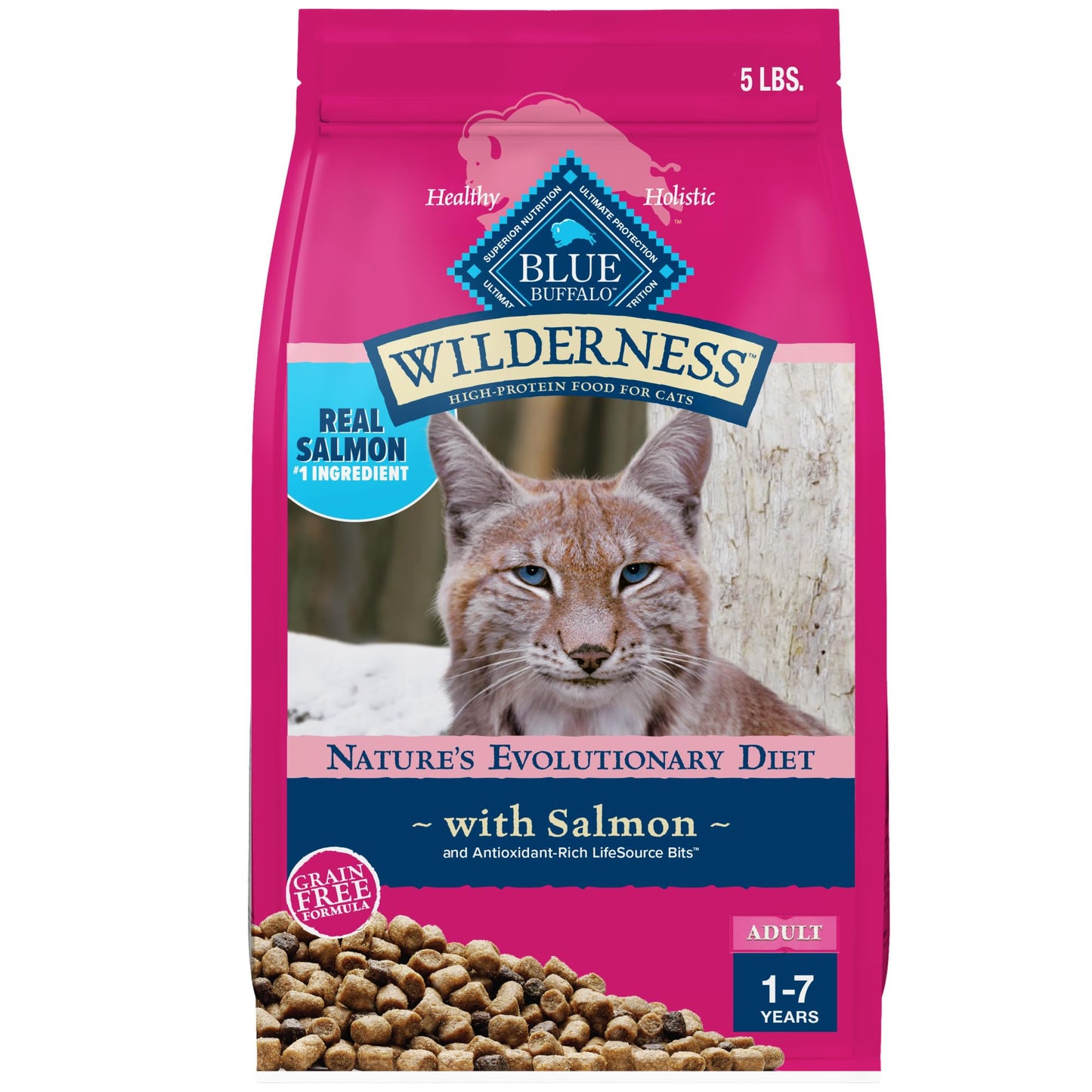 Blue Buffalo Wilderness Natural Adult Dry Cat Food, High-Protein and Grain-Free Diet, Supports Healthy Muscle Development and a Healthy Immune System, Chicken, 12-lb. Bag