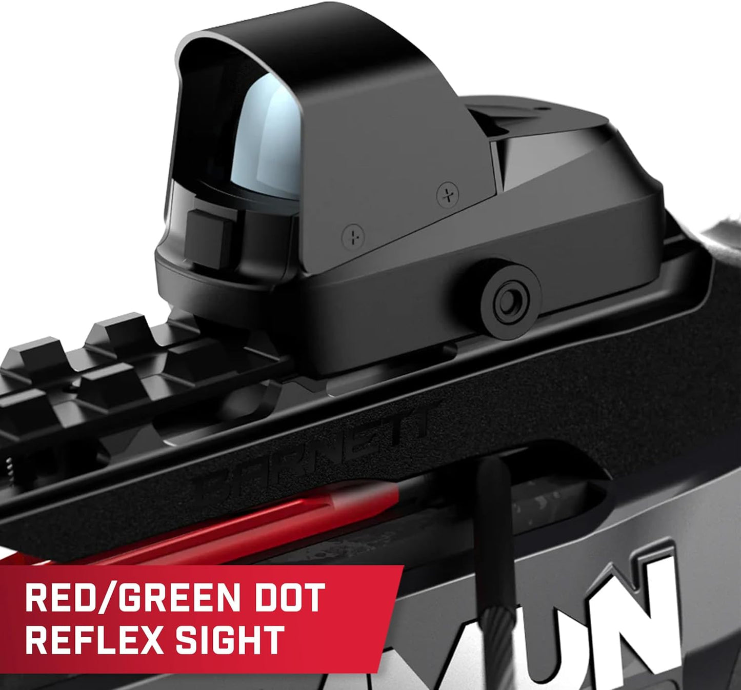 Barnett Demun Accu Strike Pro Mini Crossbow - Two Stage Break Action Cocking Mechanism, Reflex Red/Green Dot Sight, Flip Down Foregrip, 7 inch Bolts (5 Included), 210fps, Black Camo, Retractable Sling