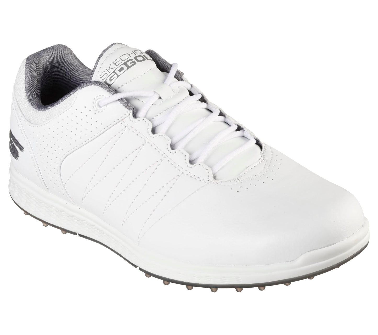 Skechers Men's Pivot Spikeless Golf Shoe, White/Gray, 11