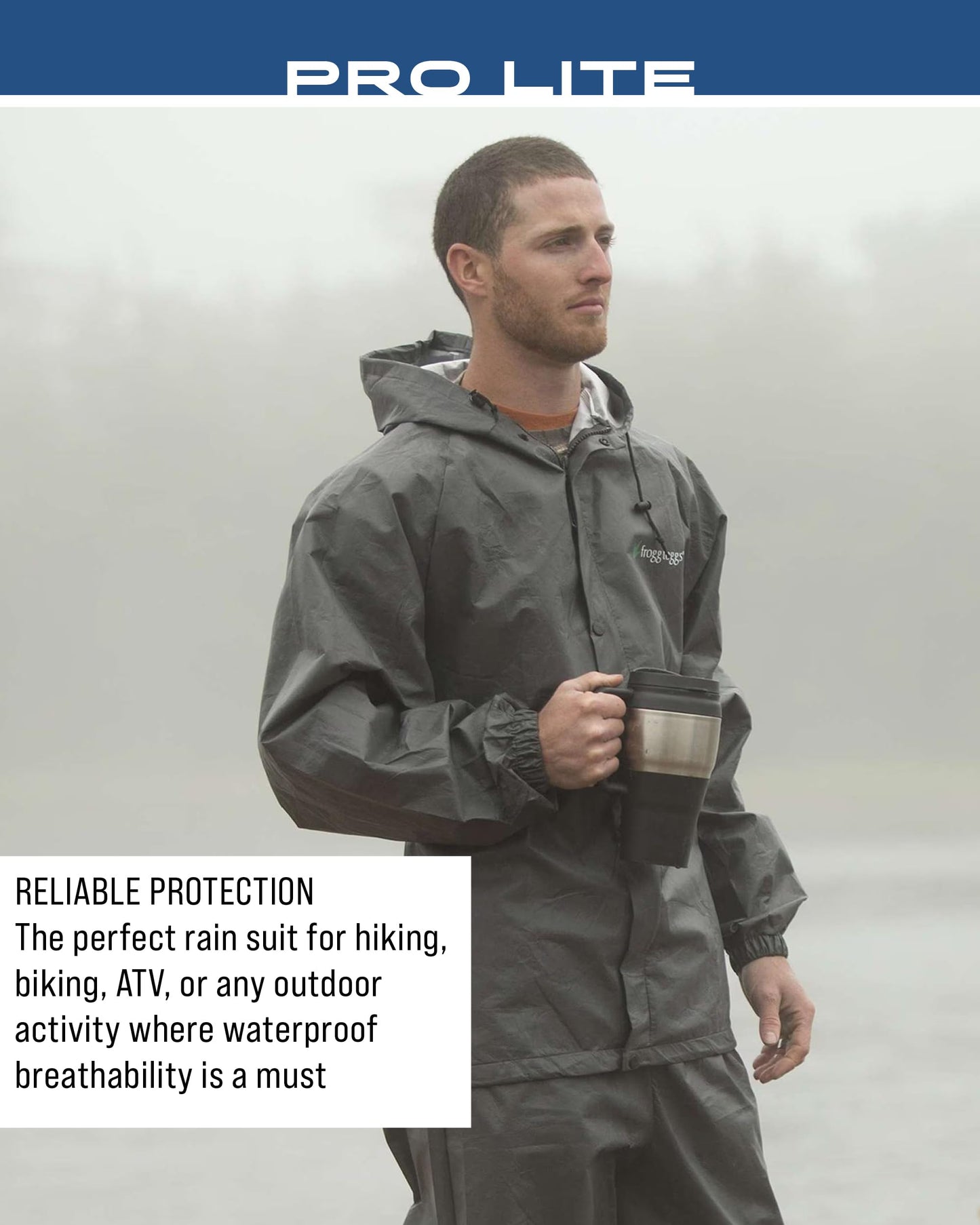 FROGG TOGGS Men's Pro Lite Rain Suit, Waterproof, Breathable, Dependable Wet Weather Protection