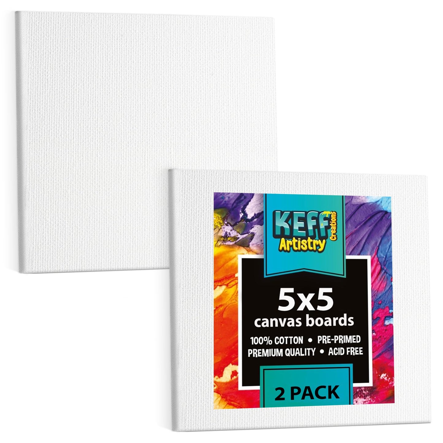 KEFF 24-Pack Bulk Canvas for Painting, 6 of 5x7, 8x10, 9x12, 11x14 Canvas Boards for Painting, Art Supplies for Adults & Kids - 100% Cotton Primed Painting Canvas for Acrylic, Oil, Watercolor, Tempera