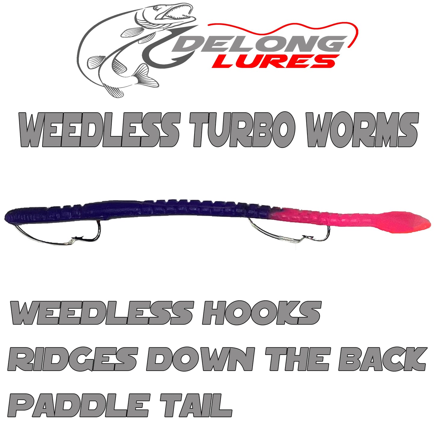 Delong Lures Fishing Lures Bass Set, 10" Pre-Rigged Weedless Swim Bait, Twister Tail Bass Fishing Lures, Extra Durable Soft Plastic Baits for Freshwater - 5 pcs Bass Baits and Lures Pack, Made in USA
