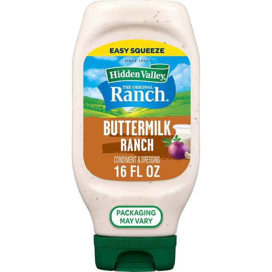 Hidden Valley Buttermilk Ranch Condiment and Dressing, Easy Squeeze Bottle, 16 Fl Oz (Package May Vary)