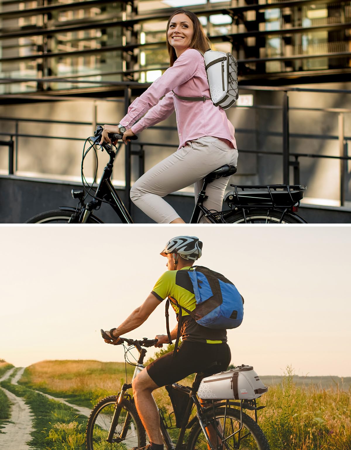 KEMIMOTO Rear Bike Rack Bag - 8L PVC Water Resistant Ebike Bags for Bicycle Rear Rack, Bicycle Trunk Pannier for Commuter Travel Shopping and Cycling (Black)