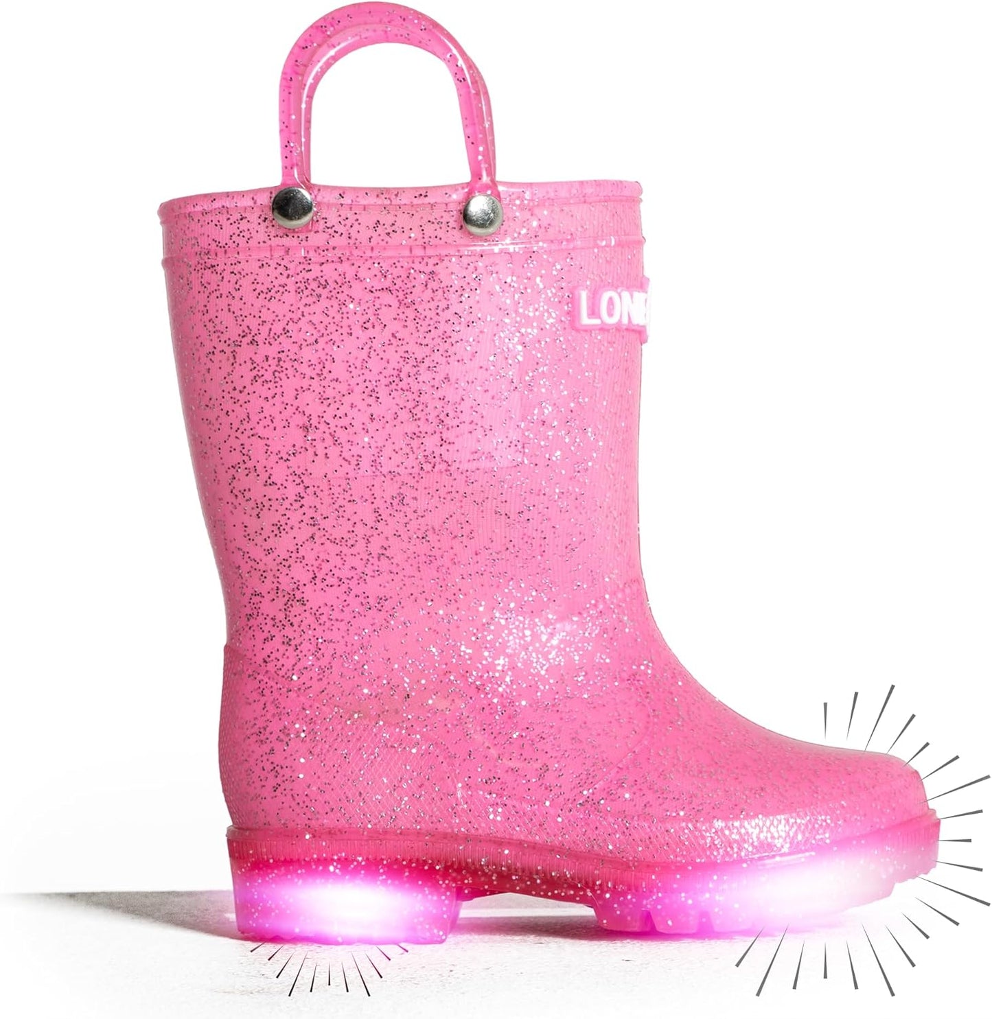 Lone Cone Kids Rain Boots for Girls & Boys – Waterproof Natural Rubber Toddler Rain Boots with Non-Slip Outsole & Easy Pull Handles – Solid, Pattern & Glitter Designs