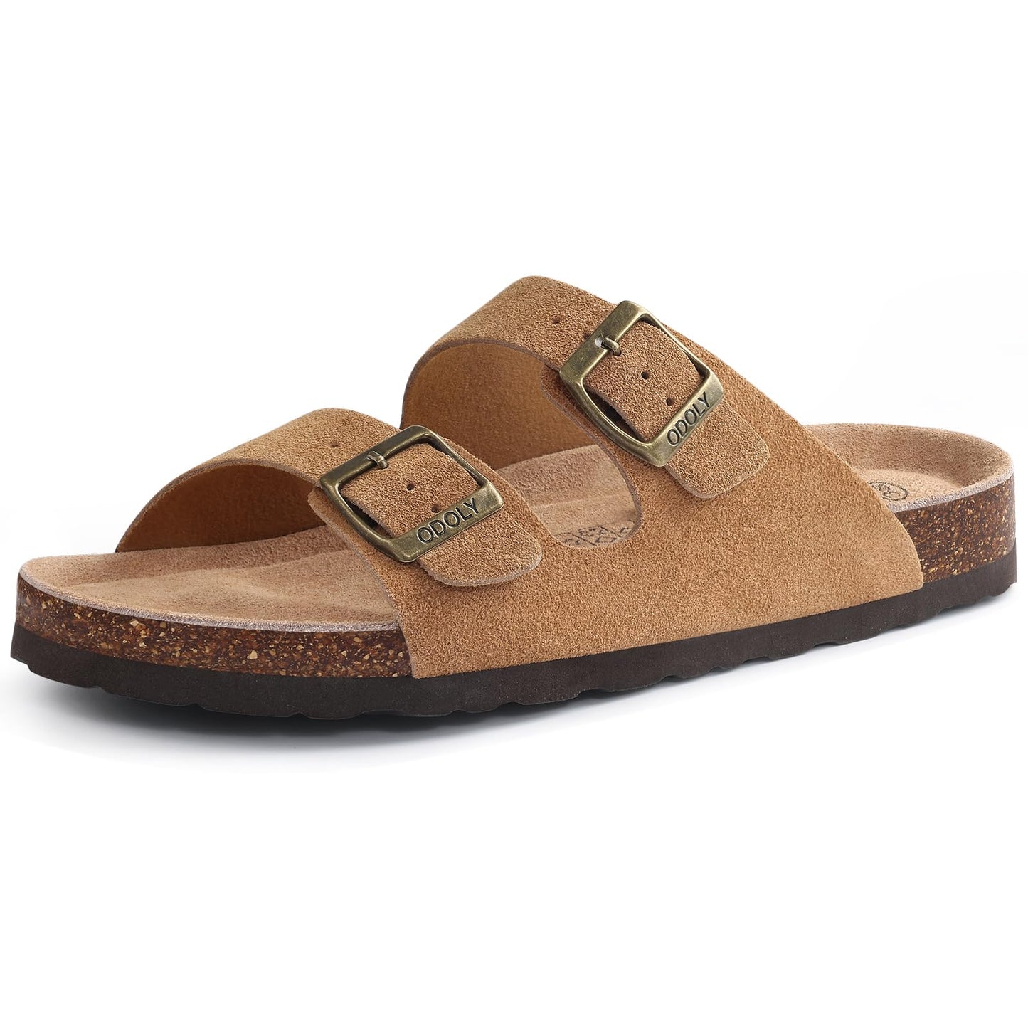 Unisex Cork Footbed Slide Sandal, Arch Support Summer Outdoor Sandals with Adjustable Buckle for Women and Men