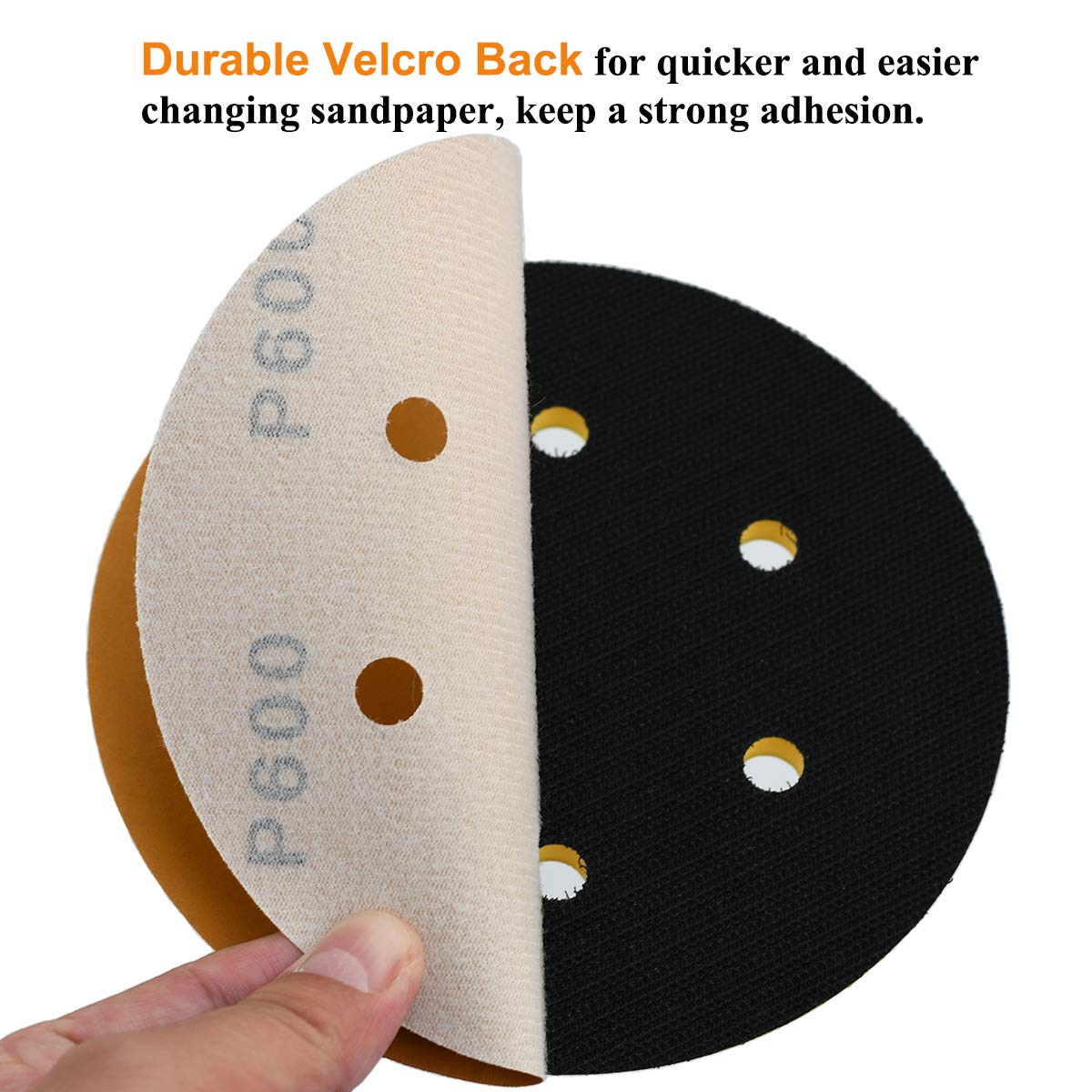 6-Inch 6-Hole Hook and Loop Sanding Discs 600-Grit, Random Orbital Sandpaper for Automotive and Woodworking, 100-Pack