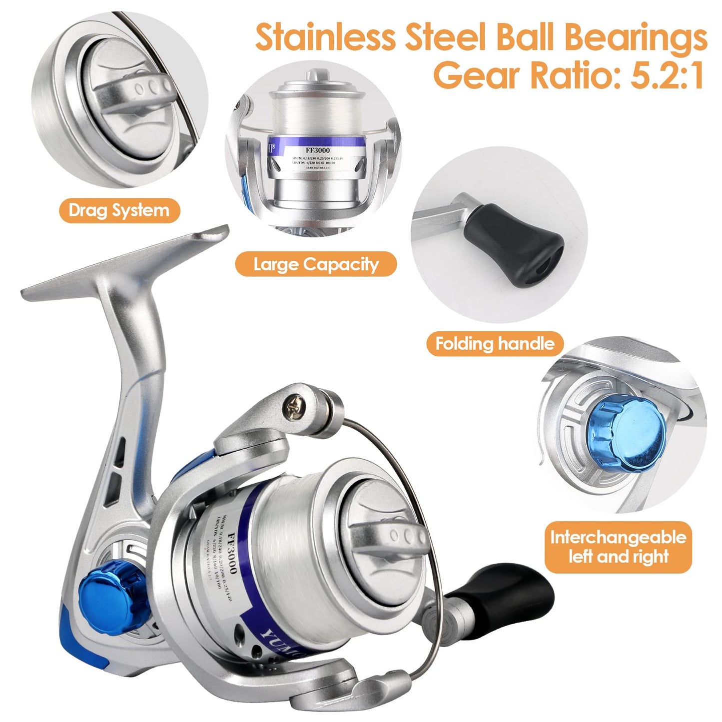 Telescopic Fishing Rod Reel Combo 2PCS 6.89FT Collapsible Fishing Pole Spinning Reel Lures Accessories with Fishing Bag Portable Fishing Rod Kit for Saltwater Freshwater Travel Fishermen Gift